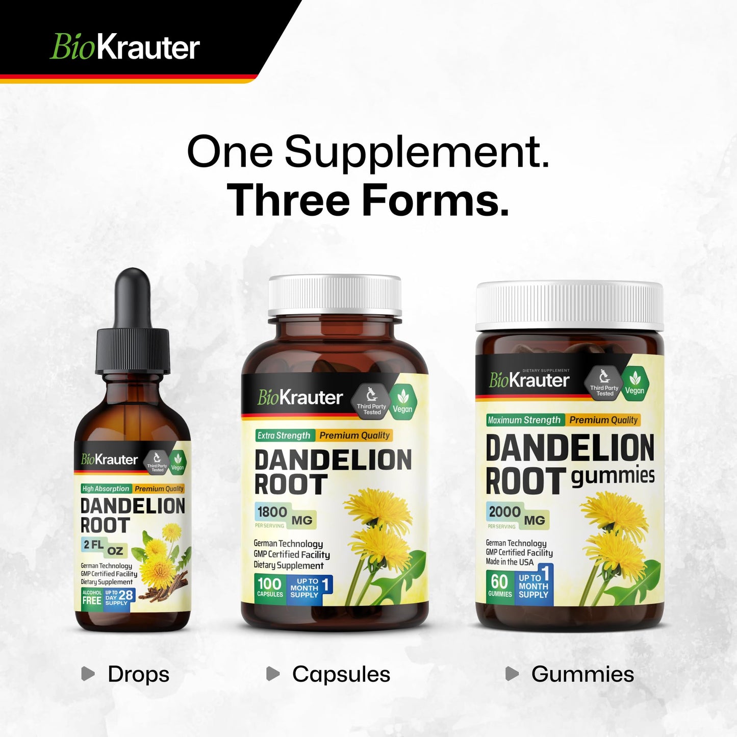 BioKrauter Dandelion Root Extract – Liquid 689 mg per Serving, 2 oz (28-Day) | Liver & Kidney Support, Vegan, Alcohol-Free