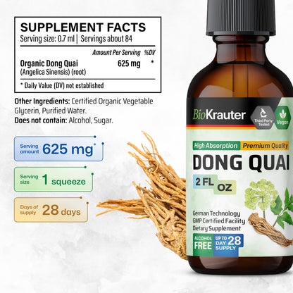 BIO KRAUTER Dong Quai Drops for Menopause Support – 2 oz, Vegan Angelica Root Tincture