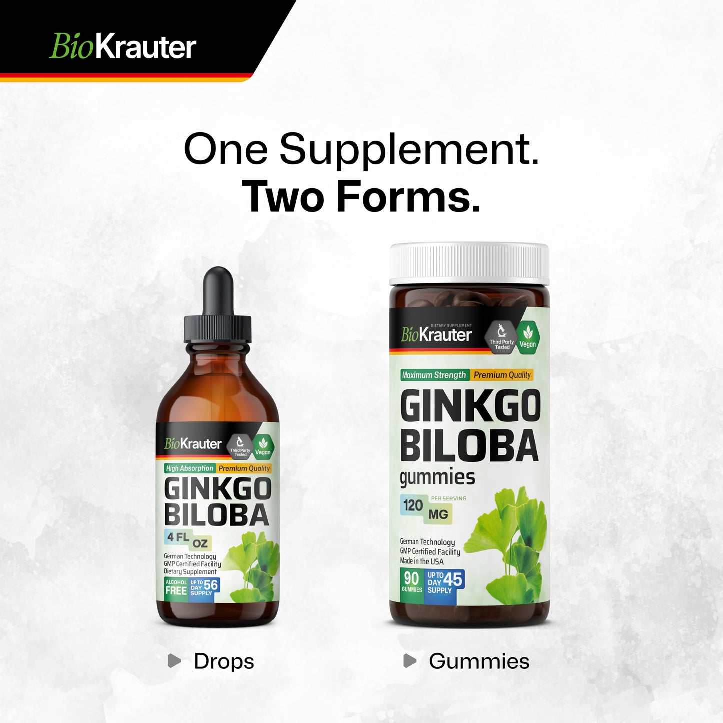 BIO KRAUTER Ginkgo Biloba Extract - Vegan Liquid Brain Support - 4 Fl Oz