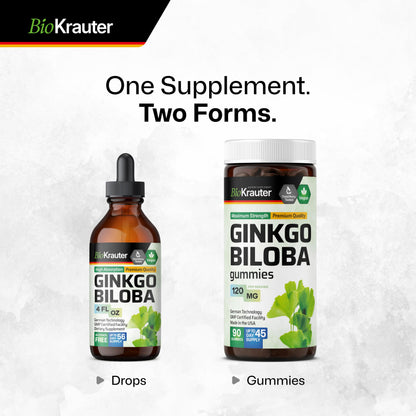 BIO KRAUTER Ginkgo Biloba Extract - Vegan Liquid Brain Support - 4 Fl Oz