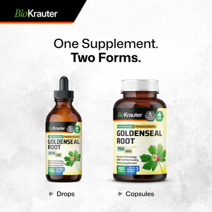 BIO KRAUTER Goldenseal Root Capsule 700 mg – 100 Vegan Golden Seal Capsules – Respiratory & Digestive Support