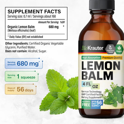 BIO KRAUTER Lemon Balm Tincture 680 mg – Vegan, Alcohol-Free Sleep Support