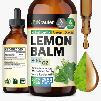 BIO KRAUTER Lemon Balm Tincture 680 mg – Vegan, Alcohol-Free Sleep Support