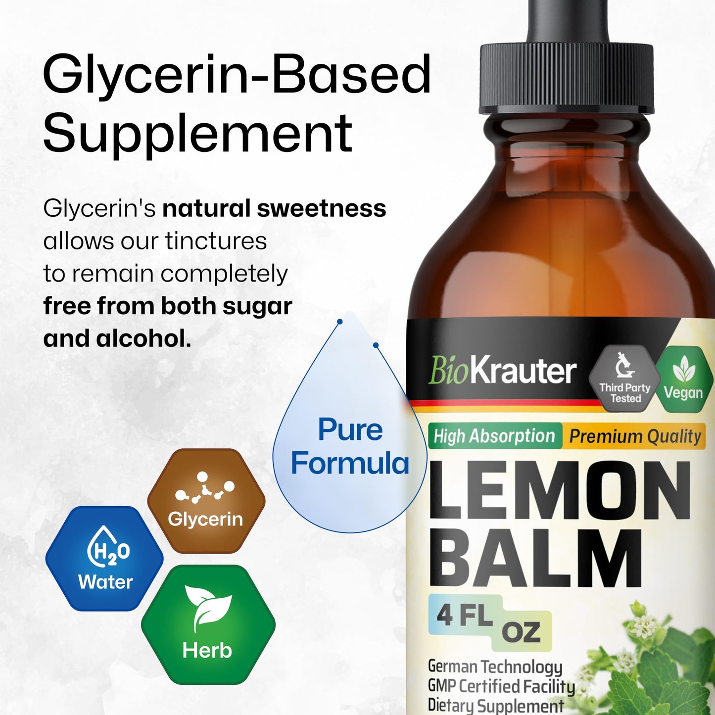 BIO KRAUTER Lemon Balm Tincture 680 mg – Vegan, Alcohol-Free Sleep Support