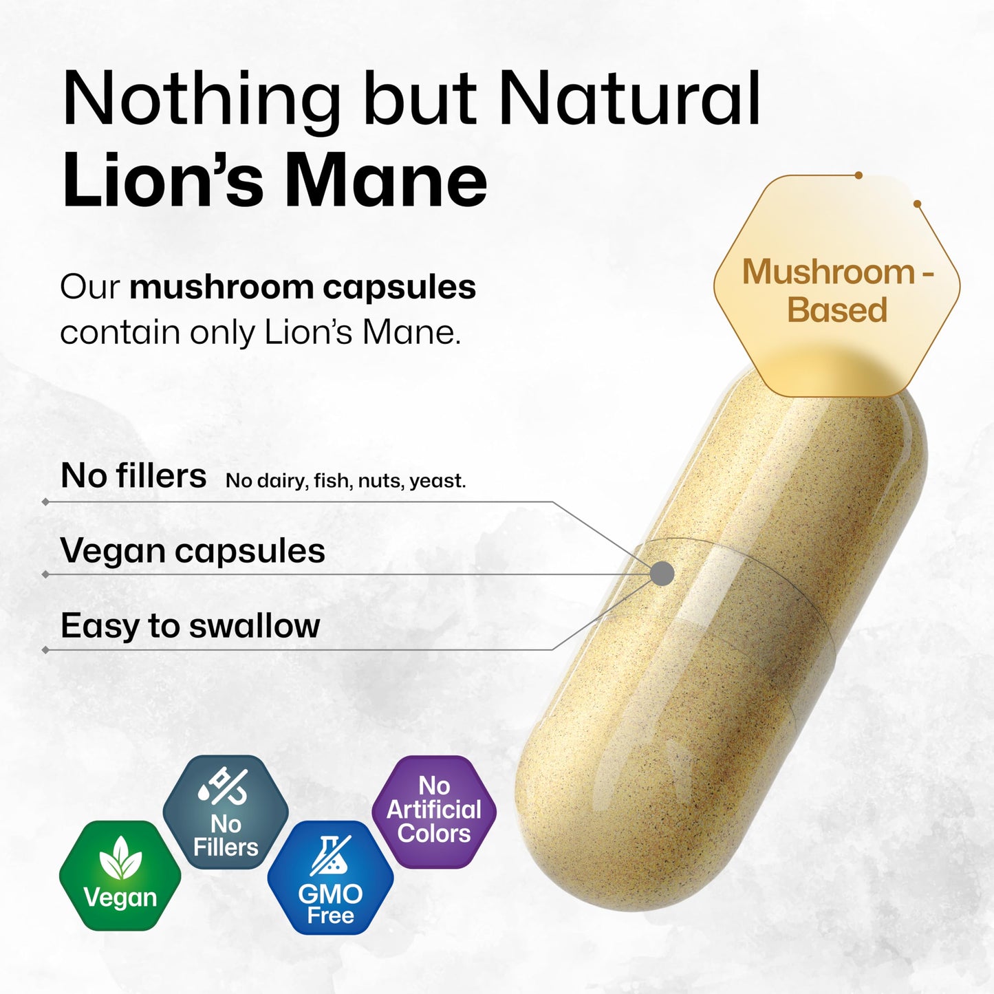 BIO KRAUTER Lions Mane 1800 mg Capsules – 250 Count – Vegan Brain Support