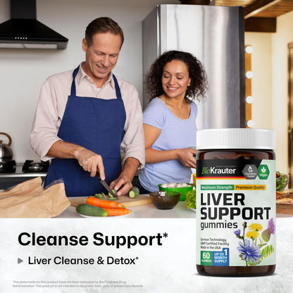 BIO KRAUTER Liver Supplement Gummies - 60 Vegan Chews w/Milk Thistle, Dandelion Root for Liver Cleanse & Detox - 80% Silymarin (Pack of 2)