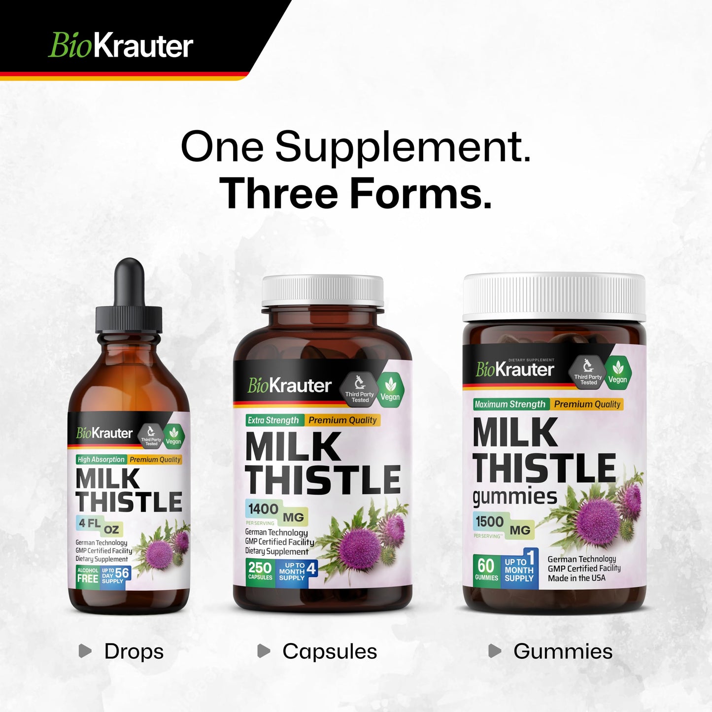 BIO KRAUTER® Milk Thistle Supplement – 680 mg/Serving, 4 Fl Oz, Vegan, Alcohol-Free, Liver Detox