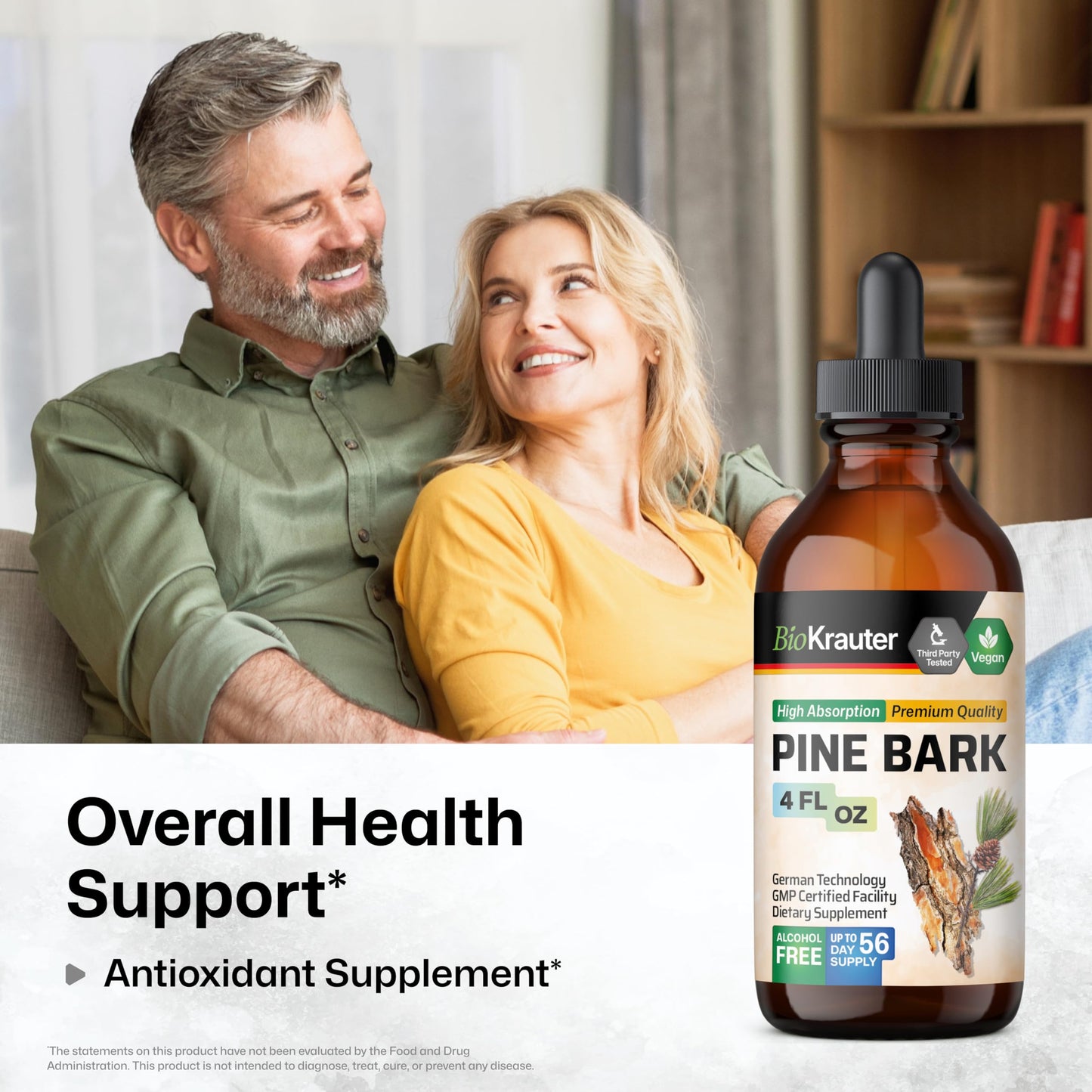 BIO KRAUTER Pine Bark Extract Drops – 400 mg, French Maritime Pine Bark, Vegan, Alcohol & Sugar Free – 4 Fl Oz