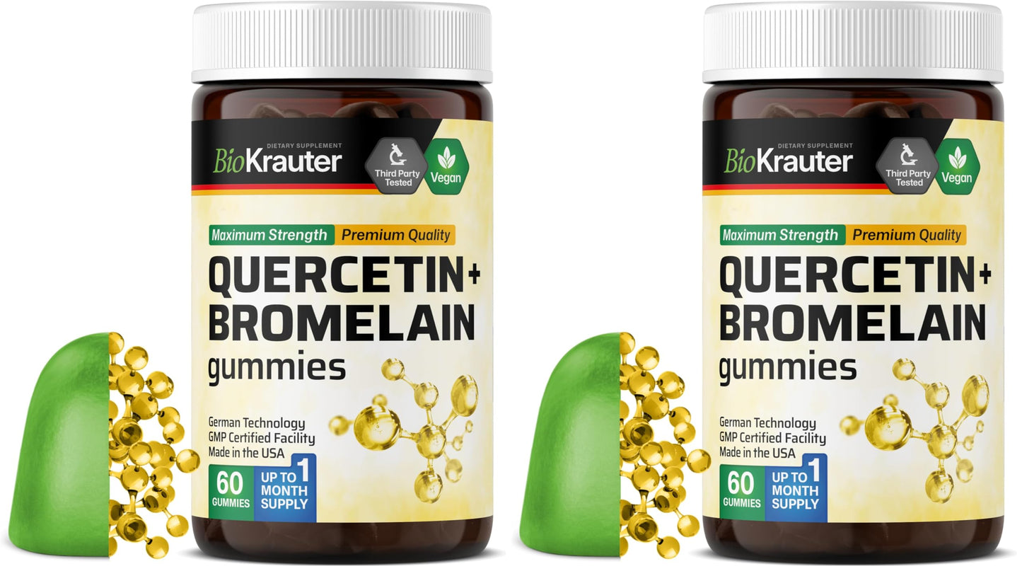 BIO KRAUTER Quercetin + Bromelain Gummies 1000 mg – Pack of 2 (60 Vegan Chews)