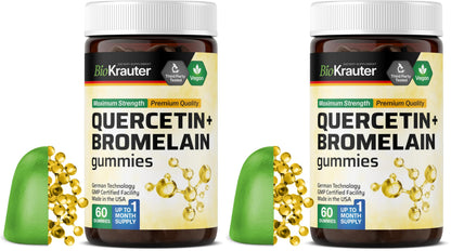 BIO KRAUTER Quercetin + Bromelain Gummies 1000 mg – Pack of 2 (60 Vegan Chews)