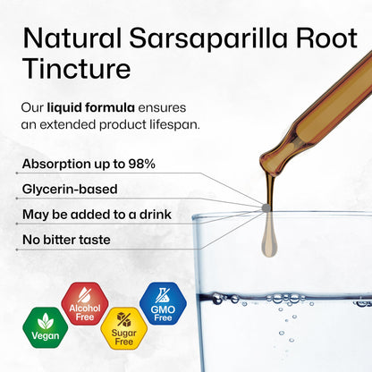 BIO KRAUTER Sarsaparilla Root Tincture - Liver Support - Alcohol & Sugar Free - Vegan Drops 4 oz