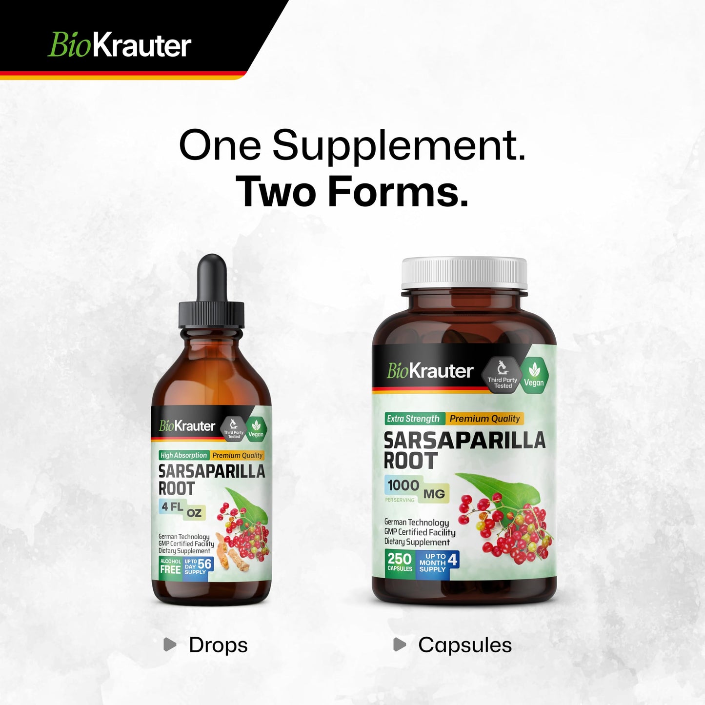 BIO KRAUTER Sarsaparilla Root Tincture - Liver Support - Alcohol & Sugar Free - Vegan Drops 4 oz