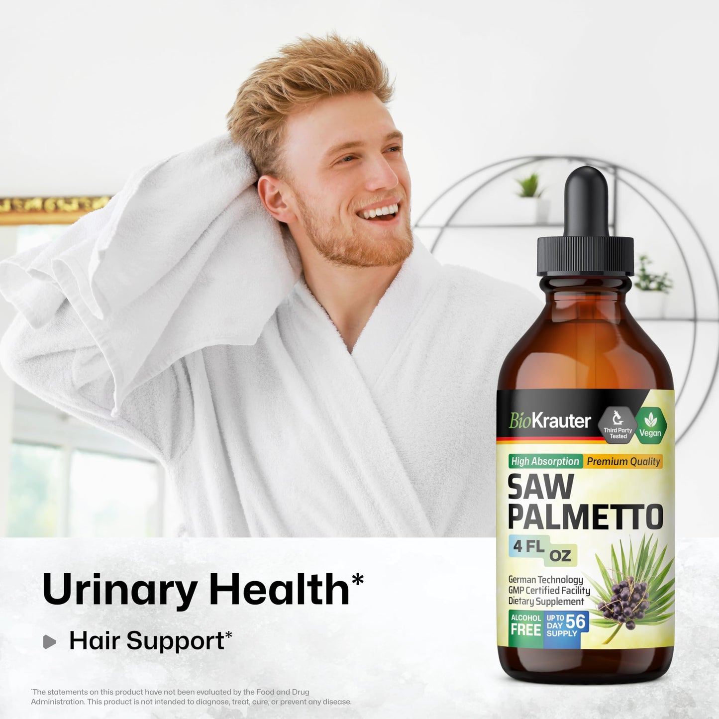 BIO KRAUTER Saw Palmetto Extract – Vegan Saw Palmetto for Men & Women, Urinary Support, Alcohol & Sugar Free, 4 Fl.Oz