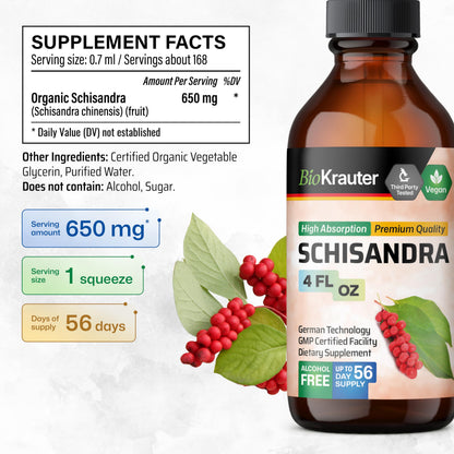 BIO KRAUTER Schisandra Berry Drops – Mood Support – Alcohol & Sugar Free Extract – 4 Fl.Oz.
