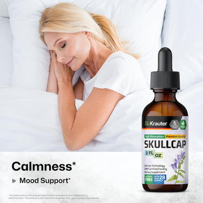 BIO KRAUTER Skullcap Tincture – Vegan, Alcohol-Free, Scutellaria Lateriflora Drops 2 Fl Oz