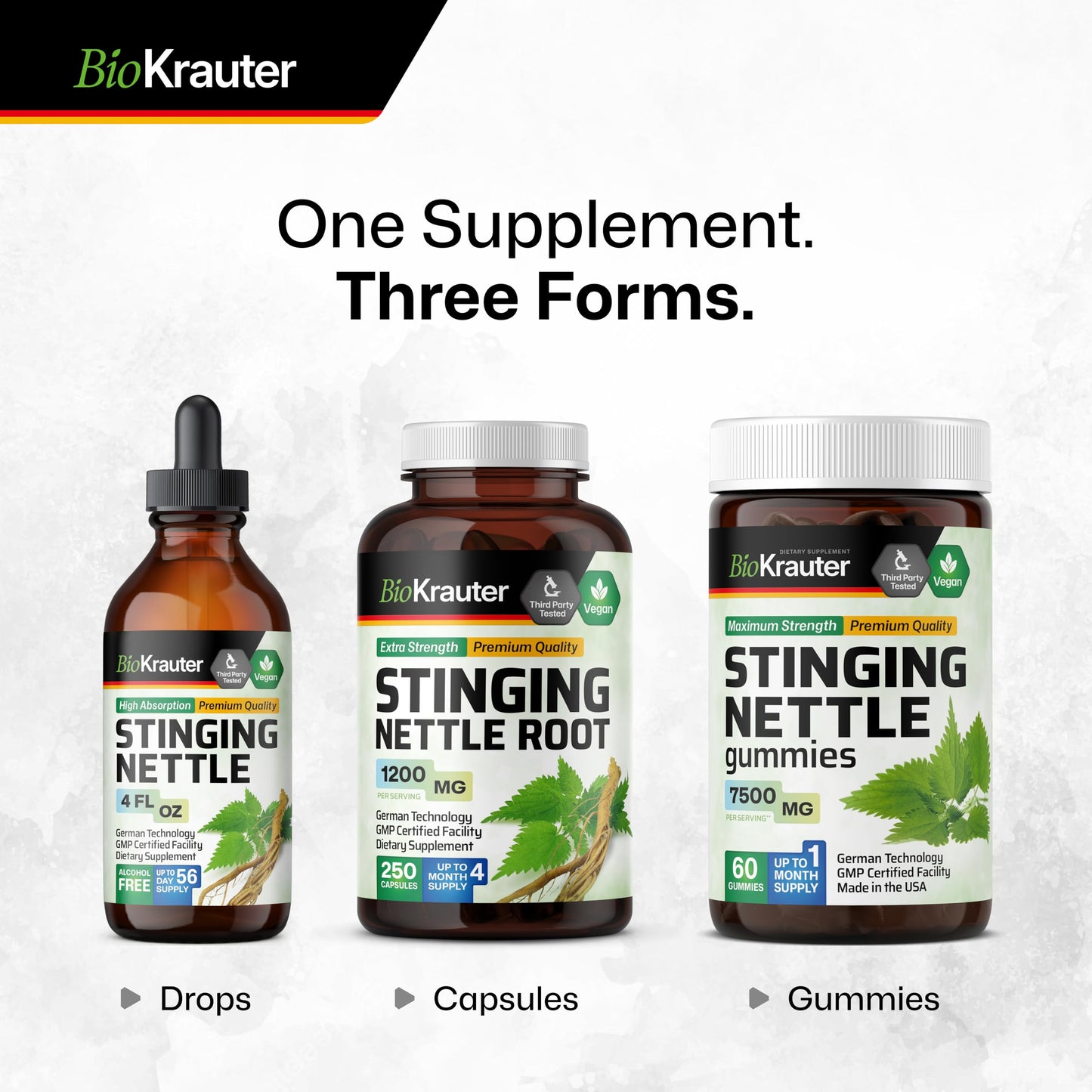 BIO KRAUTER Stinging Nettle Tincture - Urinary Health Drops | Vegan, Sugar & Alcohol Free 4 Fl Oz