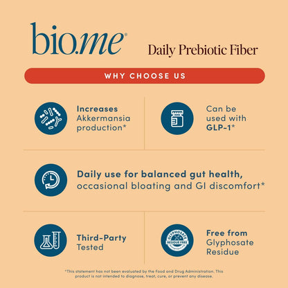 Bio.me Daily Prebiotic Fiber Powder – Chai, 7g per Serving | Digestive & Gut Health
