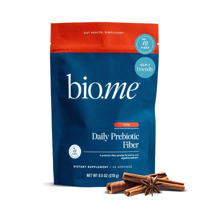Bio.me Daily Prebiotic Fiber Powder – Chai, 7g per Serving | Digestive & Gut Health