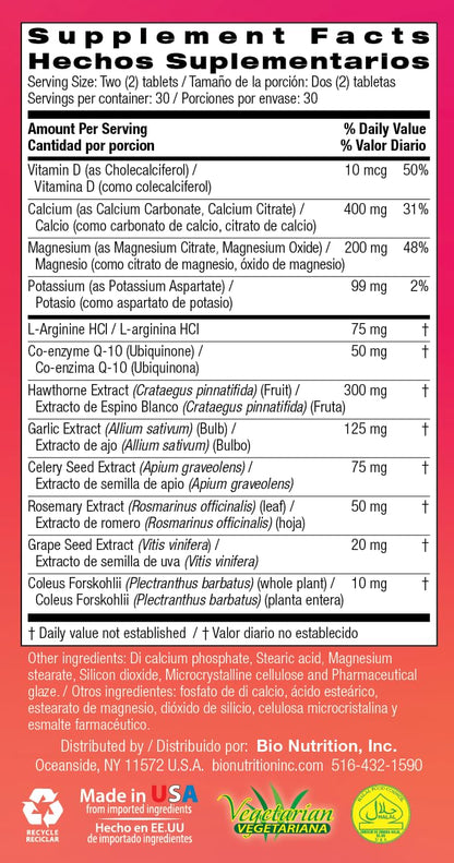 Bio Nutrition Blood Pressure Wellness 60 Tablets (2 Pack) - Supports Healthy Circulation
