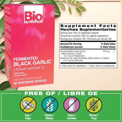 Bio Nutrition Fermented Black Garlic - 60 Veg Capsules | Immune Support