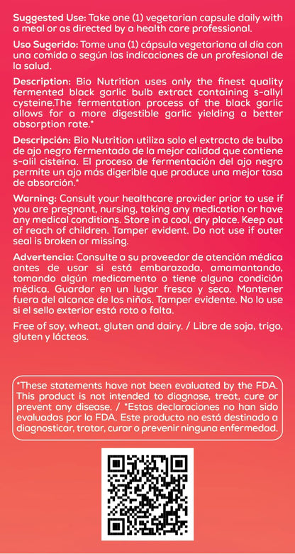Bio Nutrition Fermented Black Garlic - 60 Veg Capsules | Immune Support