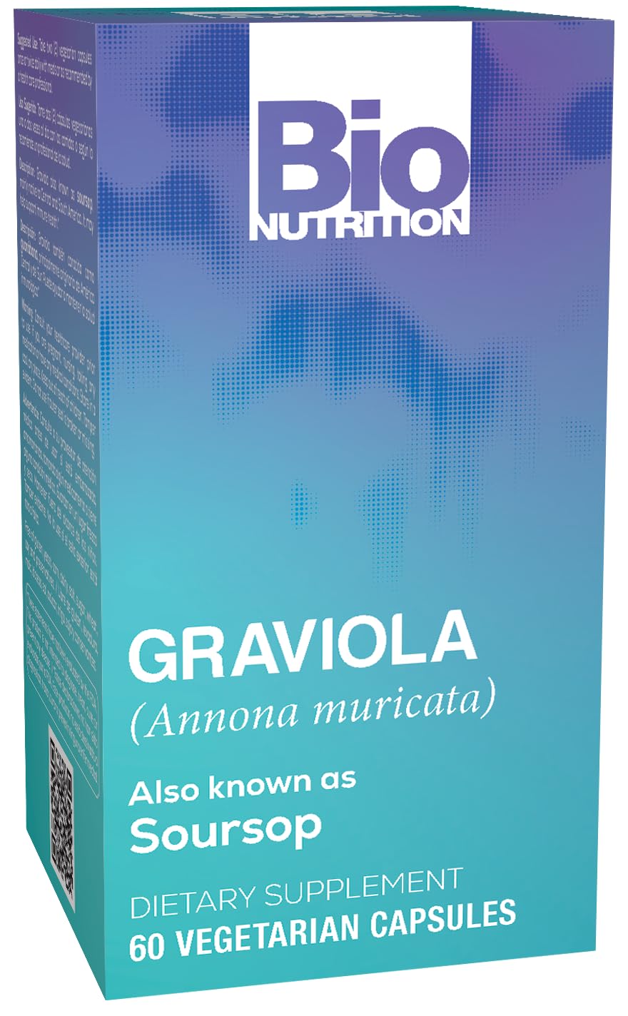 Bio Nutrition Graviola (Annona Muricata) 60 Vegetarian Capsules | 1,500 mg Soursop | Anti-Oxidant | Positive Digestive Benefits
