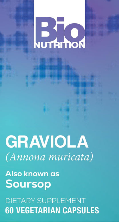 Bio Nutrition Graviola (Annona Muricata) 60 Vegetarian Capsules | 1,500 mg Soursop | Anti-Oxidant | Positive Digestive Benefits