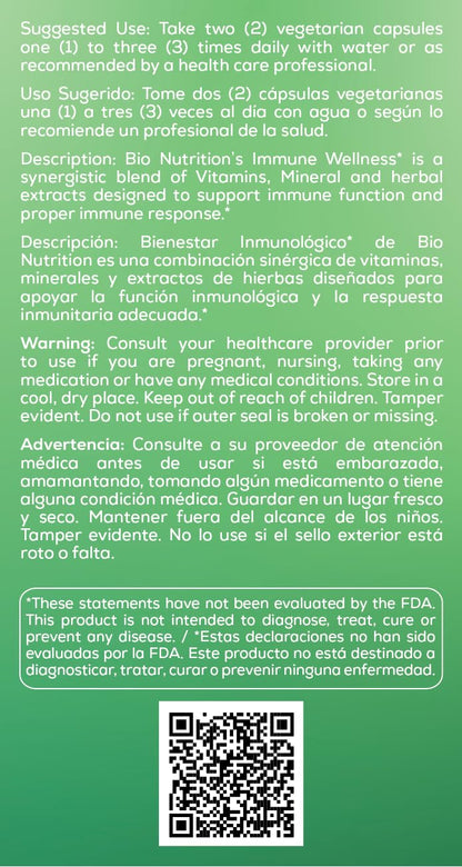 Bio Nutrition Immune Wellness Supplement — 60 Vegetarian Capsules | Olive Leaf & Oregano
