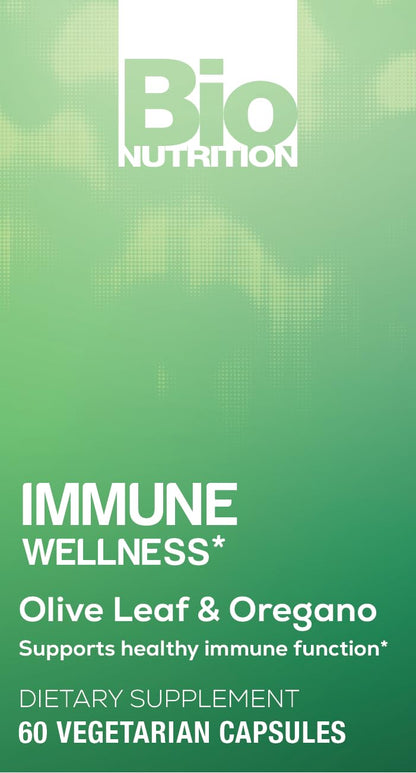 Bio Nutrition Immune Wellness Supplement — 60 Vegetarian Capsules | Olive Leaf & Oregano