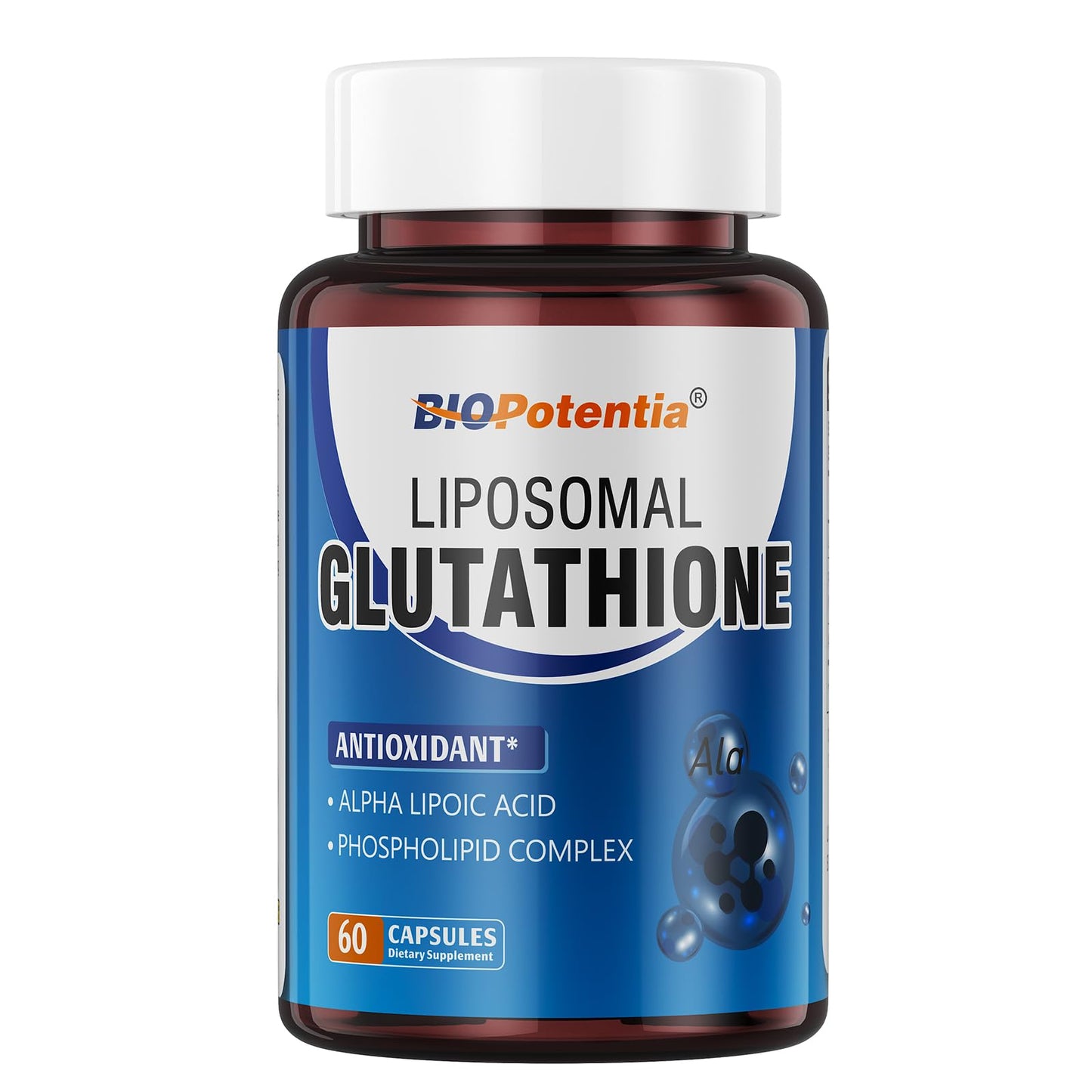 BIO POTENTIA Liposomal Glutathione 500mg + Alpha Lipoic Acid – Antioxidant, Liver & Skin Health (60 Capsules) | Non-GMO & Gluten-Free