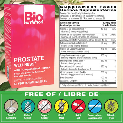 Bio Prostate 60 | Prostate Wellness Vegi-Caps, 60 Count