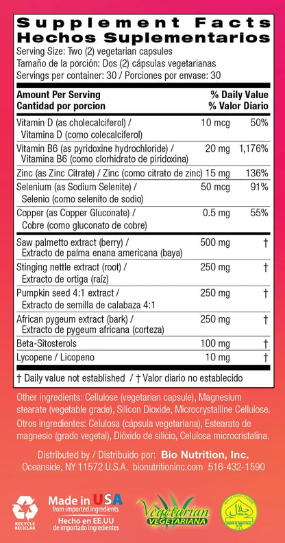 Bio Prostate 60 | Prostate Wellness Vegi-Caps, 60 Count