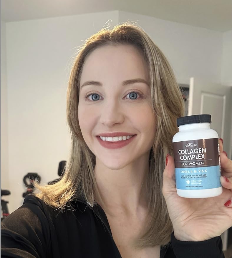 BioSchwartz Hydrolyzed Collagen Peptide Capsules – Multi-Collagen for Skin, Hair & Nails (Types I, II, III, V, X) with Vitamin C, Biotin, Keratin & Hyaluronic Acid – 135ct