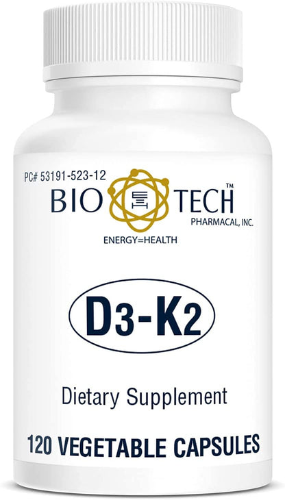 Bio-Tech D3-K2 120 Vegcaps – Vegan Vitamin D3 & K2 for Bone Health