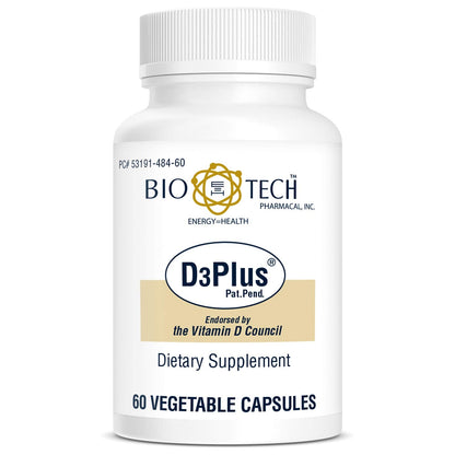 Bio-Tech Pharmacal D3 Plus (60 Count) - Vitamin D3 with K2, Magnesium and Zinc