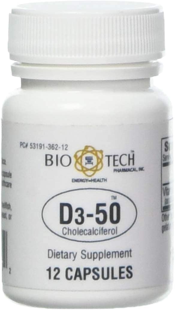 Bio-Tech Pharmacal Vitamin D3 D3-50 50,000 IU - 12 Count | Bone & Immune Health