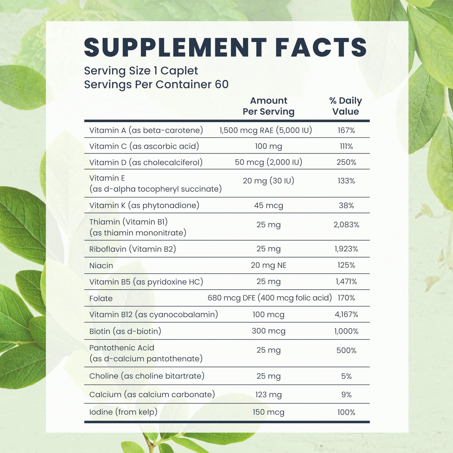 Bio-Tech Pharmacal Essential Multivitamin - Mineral Blend Dietary Supplement with Vitamins A-K
