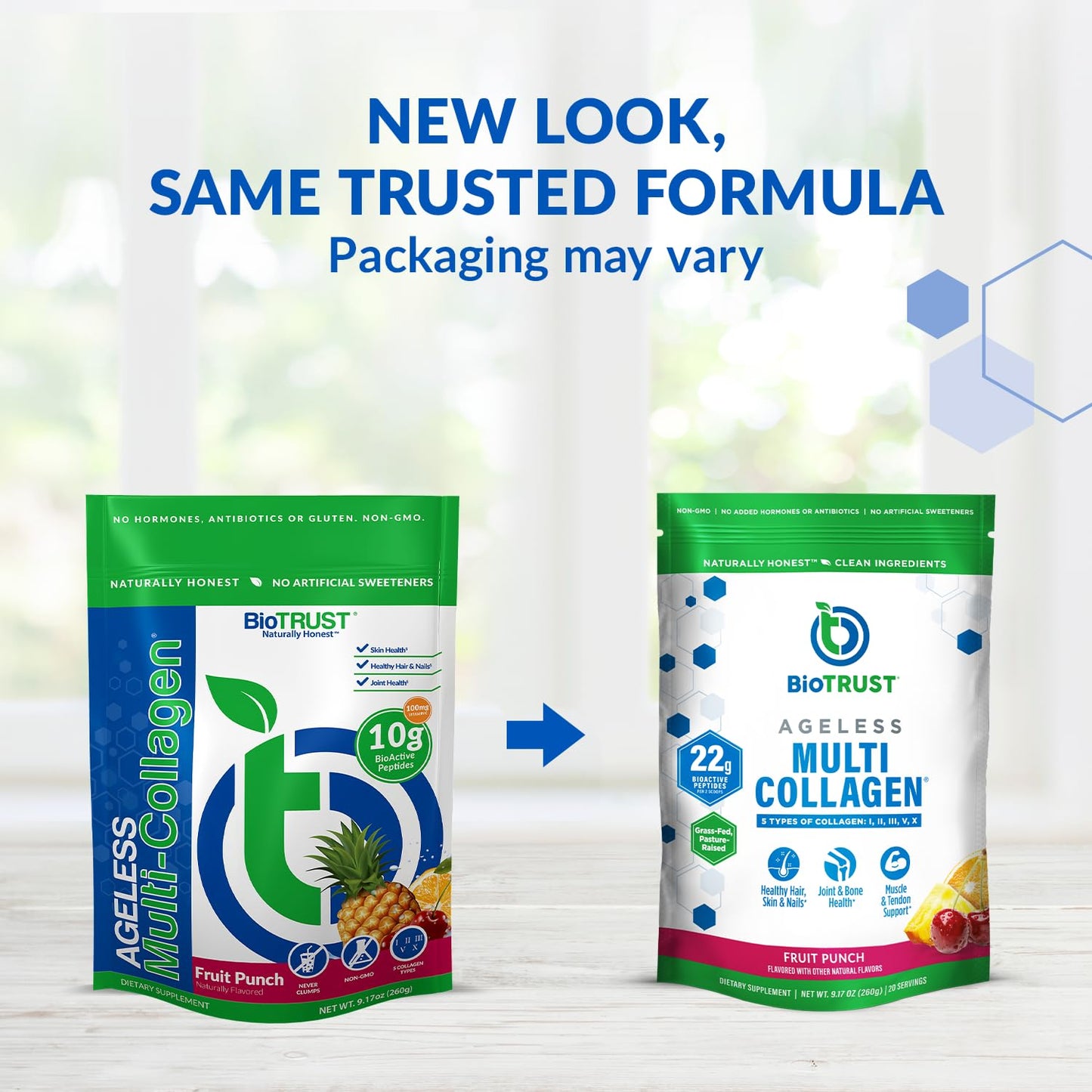 BioTrust Ageless Multi Collagen Peptides Powder – 5 Types (I-V-X) – Fruit Punch