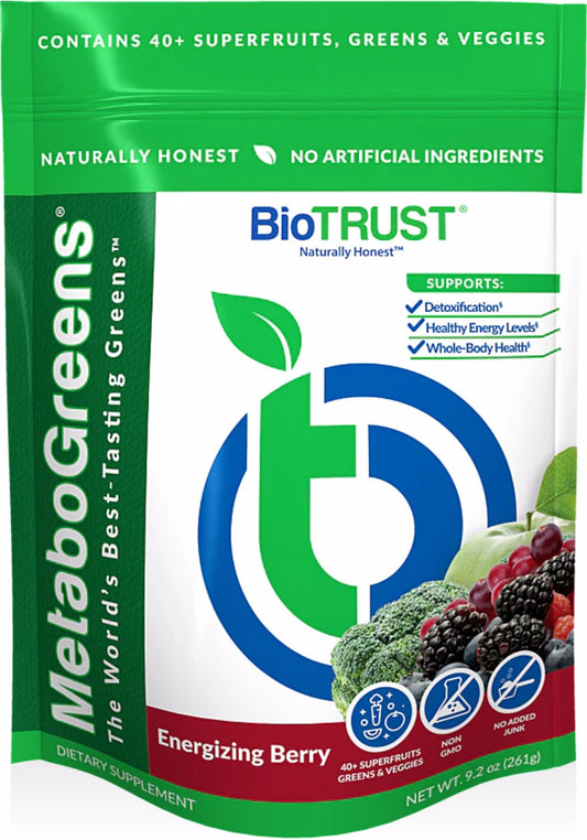 BioTrust Metabo Greens Superfood Powder – Berry Flavor, 30 Servings BritishVita | Premium UK Vitamins & Wellness Supplements