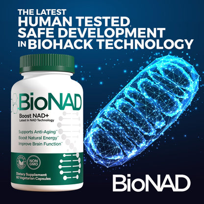 BioNAD NAD+ Natural Energy Booster - Boost NAD+, Supports Cardiovascular Health - Vegan/Non-GMO