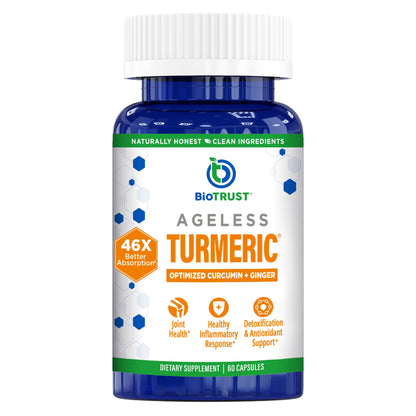 BioTrust Ageless Turmeric with CurcuWIN + Ginger – 46x Bioavailable, 60 Capsules