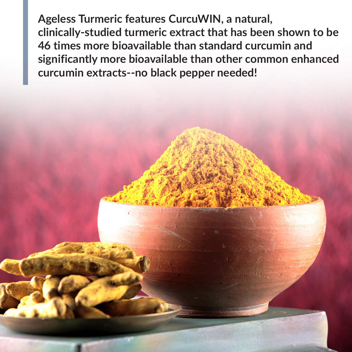 BioTrust Ageless Turmeric with CurcuWIN + Ginger – 46x Bioavailable, 60 Capsules