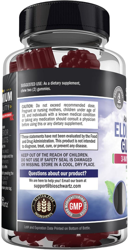 BioSchwartz Elderberry Gummies with Zinc & Vitamin C – Immune Support for Adults & Kids | 60 Count