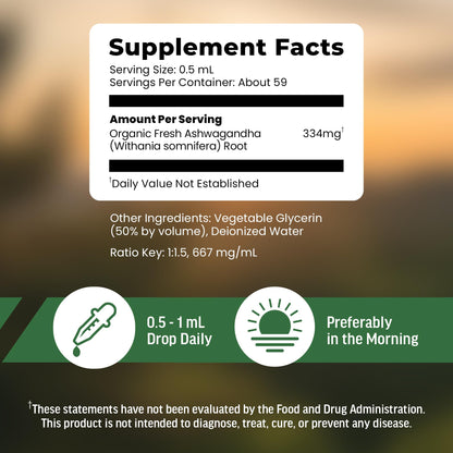 BIOACTIVE Liquid Ashwagandha Drops - Testosterone Support for Men