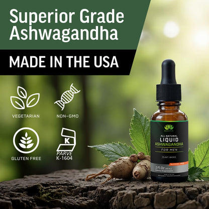 BIOACTIVE Liquid Ashwagandha Drops - Testosterone Support for Men