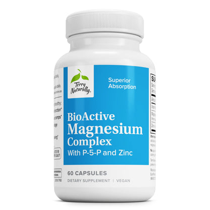 BioActive Magnesium Complex – Bone & Heart Health Support, P-5-P B6, Zinc (60 Vegan Capsules) | Terry Naturally