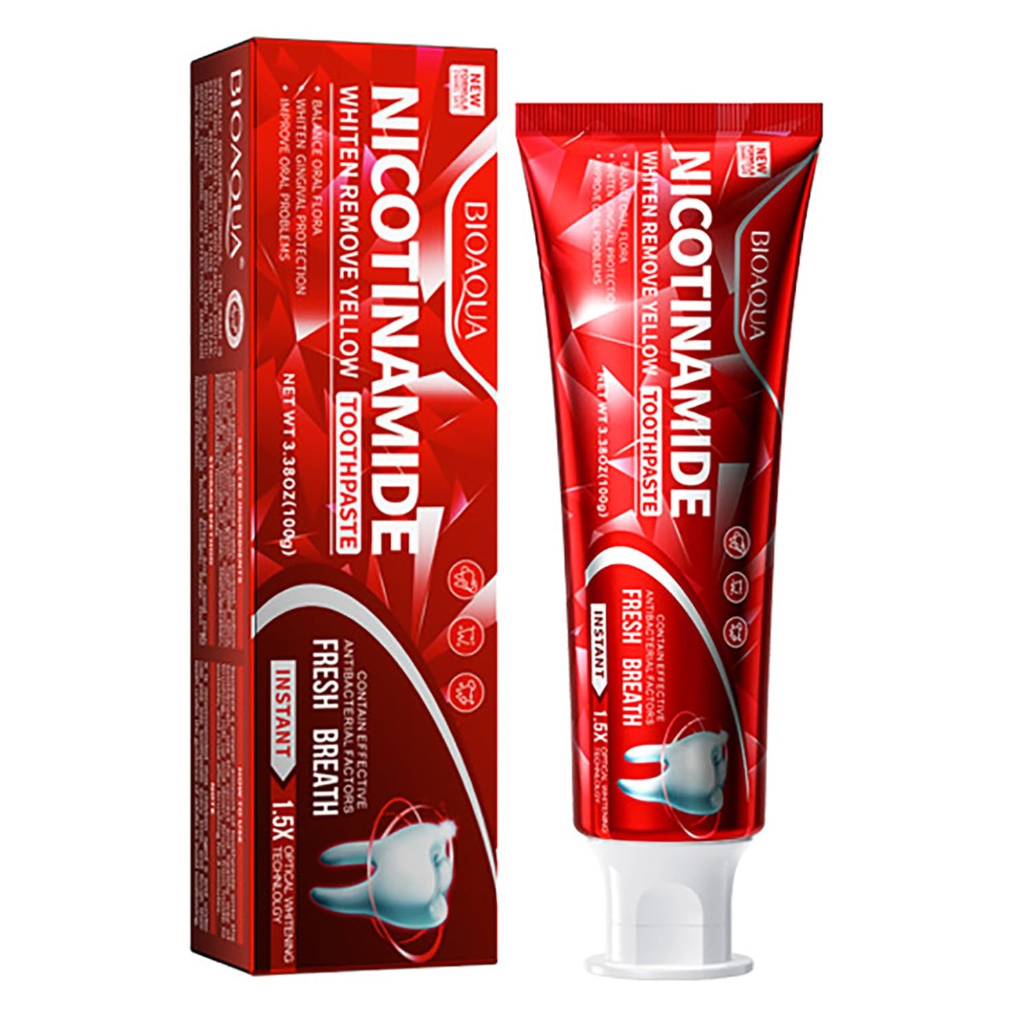 BIOAQUA 1.5X Instant Whitening Toothpaste – Balance Oral Flora, Fresh Breath 100g