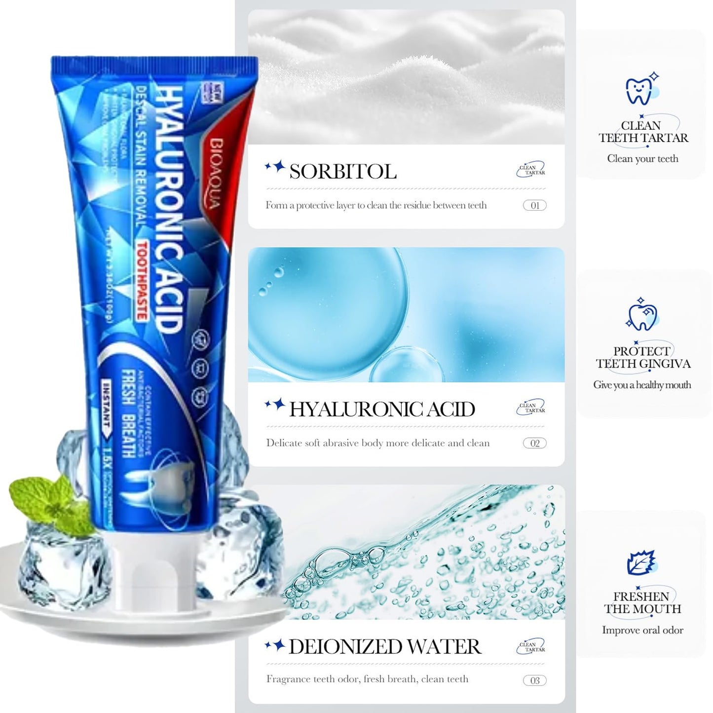 BIOAQUA 1.5X Instant Whitening Toothpaste – Fresh Breath, Gingival Protection 100g