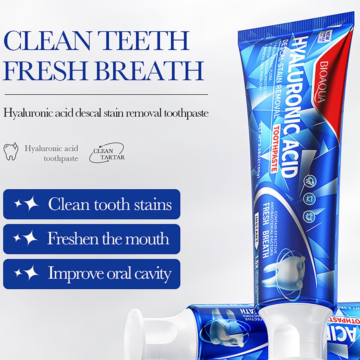 BIOAQUA 1.5X Instant Whitening Toothpaste – Fresh Breath, Gingival Protection 100g