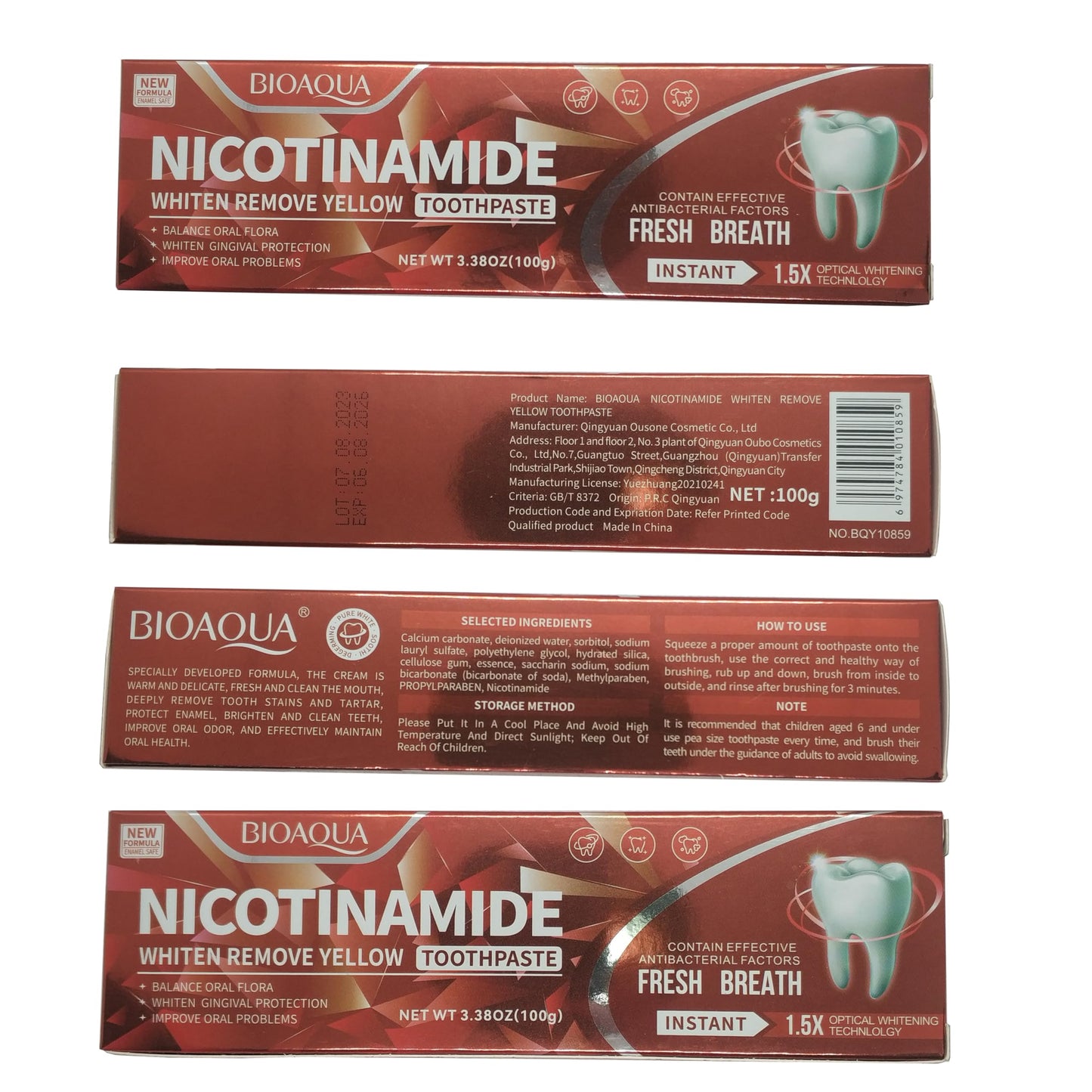 BIOAQUA 1.5X Instant Whitening Toothpaste – Balance Oral Flora, Fresh Breath 100g